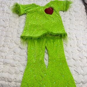 Grinch Neon Green Kids Costume Set with Heart Accent